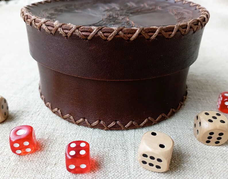 Brown Leather Dice Holder Box Custom Board Game Accessories Etsy