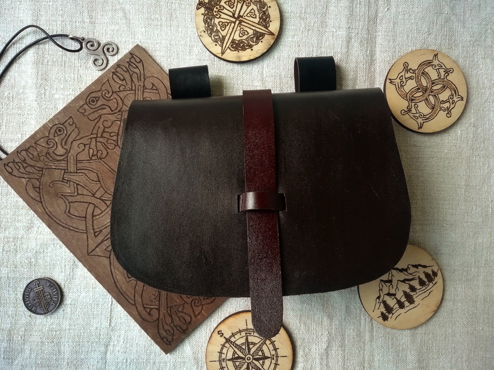 Viking leather coin purse leather medieval saddle belt bag Etsy