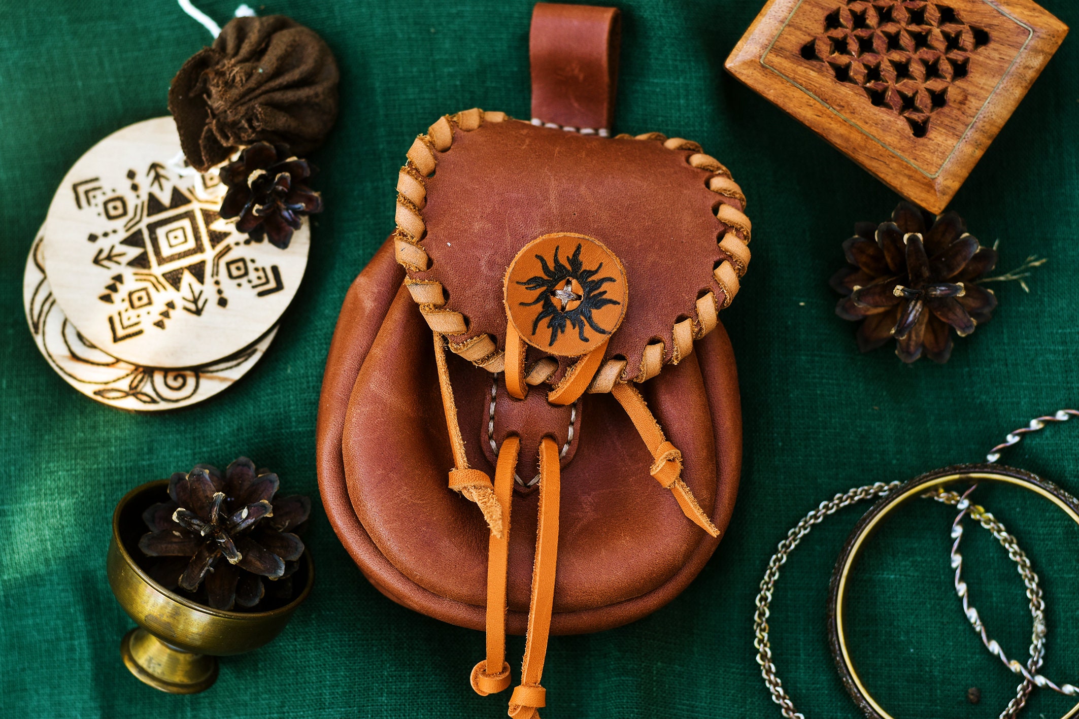 Leather dice holder drawstring bag Custom medieval coin Etsy