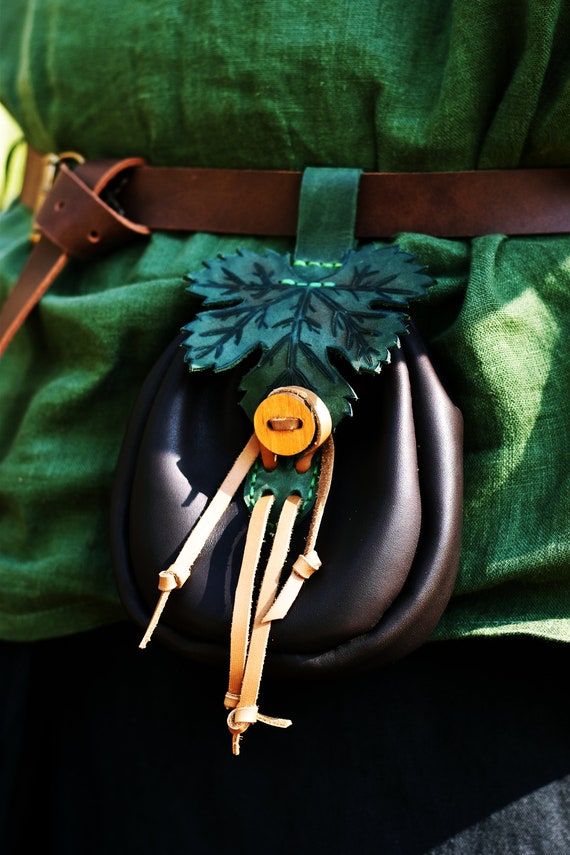 Brown leather coin purse leather dnd dice bag leather larp Etsy