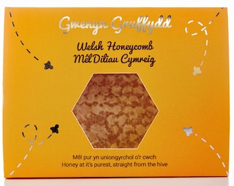 Natural Pure Raw Wildflower Honey Welsh Honeycomb Cut Comb 2023 Harvest (Min. 170g) Foodie Gift Cheese Board