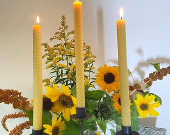 Coppia di candele da tavola in cera d'api naturale arrotolate a mano - Extra alte - Candele da tavola