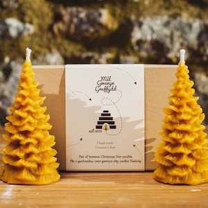 Paar Welsh Bijenwas Kerstboomkaarsen Geschenkdoos Kaars Cannwyll Cwyr Cymreig - 100% puur natuurlijke bijenwas Eco-vriendelijk en duurzaam