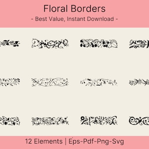Floral Border Svg, Floral Border Png, Floral Border Clip Art, Clipart, Floral border SVG, Tropical Flower, Cut File, Commercial License