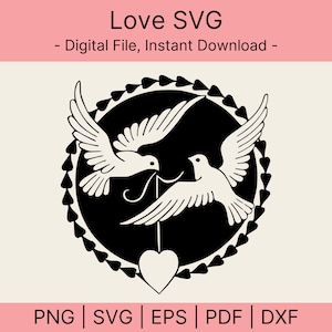 Love svg - Love Png - Valentine&#39;s Day svg - Heart svg - dxf - eps - png - Retro svg - Silhouette - Cricut - Cut File