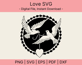 Love svg - Love Png - Valentine's Day svg - Heart svg - dxf - eps - png - Retro svg - Silhouette - Cricut - Cut File