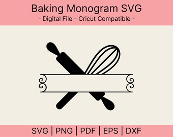 Baking Monogram SVG – Customizable Cut File (Digital Download)
