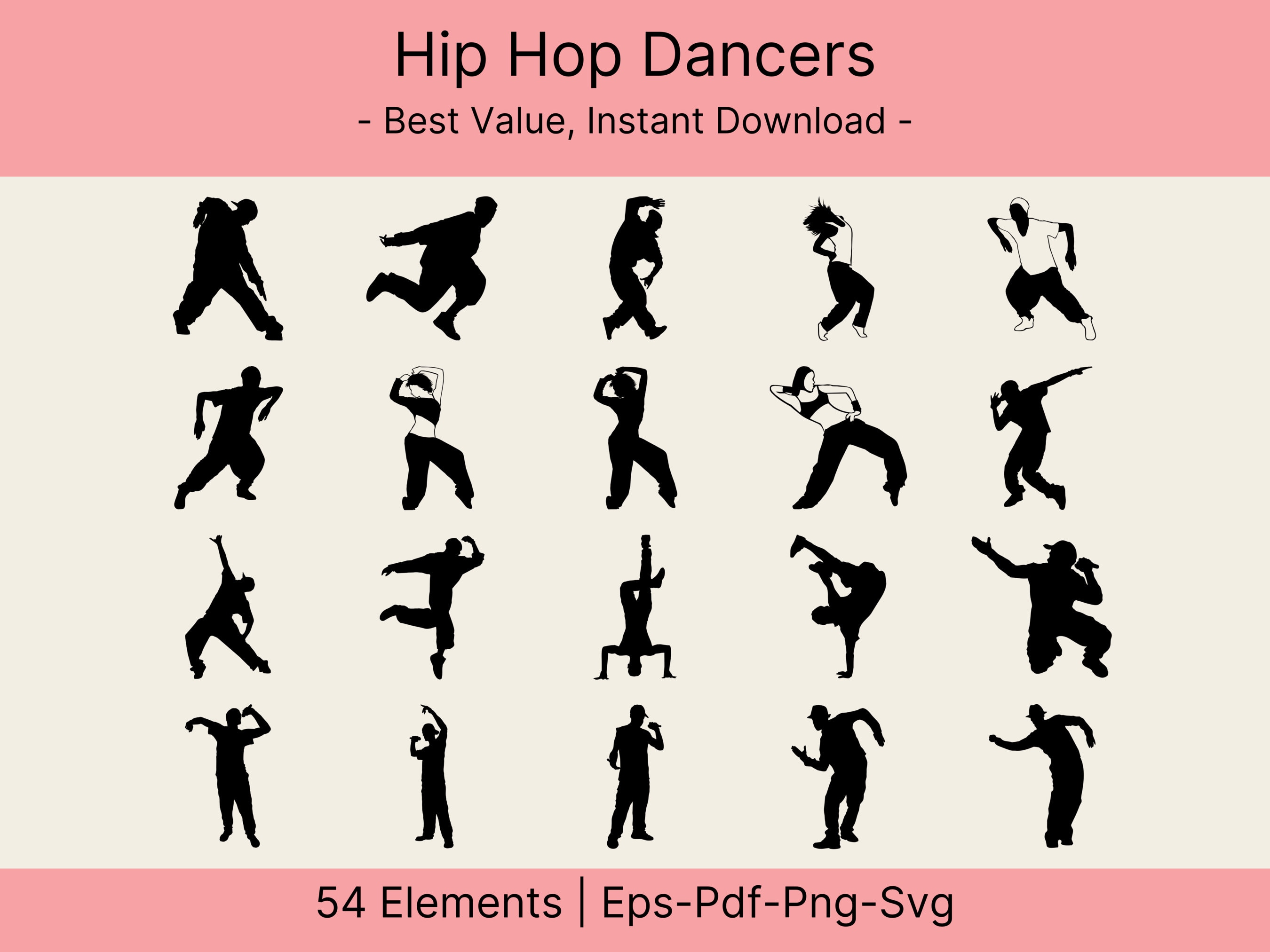 Hip Hop Dancers SVG, Breakdancers Vector, Street Dancer, Rap Dances Digital  Files, Dxf, Eps, Pdf Silhouette, Women, Men - Etsy, image size:2700x2025
