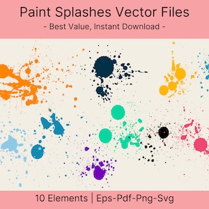 Salpicaduras de pintura SVG, Bundle, Paint Splats Svg, Paint Svg, Clipart, Cut Files, Ink splatter, Commercial Use, Cut File for Cricut, Silhouette