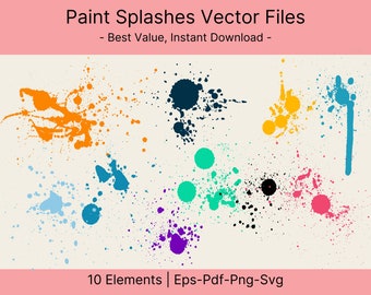 Paint Splatter SVG, Bundle, Paint Splats Svg, Paint Svg, Clipart, Cut Files, Ink splatter, Commercial Use, Cut File for Cricut, Silhouette