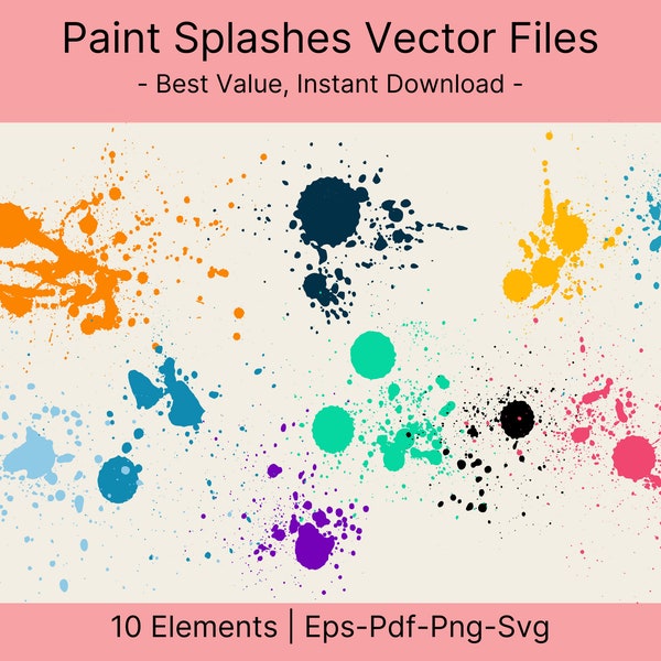 Paint Splatter SVG, Bundle, Paint Splats Svg, Paint Svg, Clipart, Cut Files, Ink splatter, Commercial Use, Cut File for Cricut, Silhouette