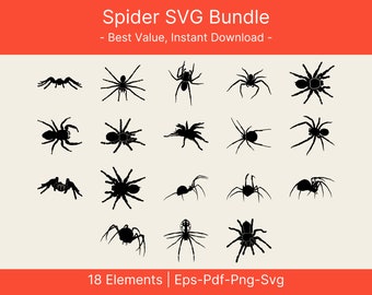 Spider SVG Bundle, Spider SVG, Halloween svg, Insect Svg, Png, Svg Files for Cricut,Spider Silhouette, Sublimation Design Downloads