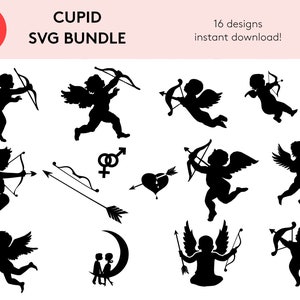 Cupid svg, Valentines Day svg, Cute Cupid bundle, Baby SVG, Cupid Silhouette - Cupid Cut Files - Cupid Svg Bundle - Cupid Clipart