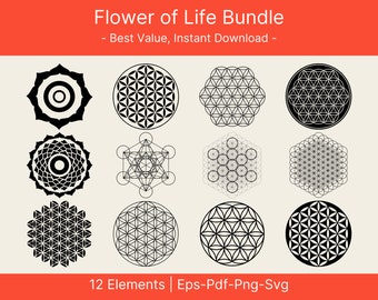 Flower of life vector, Sacred Geometry png, Seed of Life svg, Tree of Life png, metatron cube vector flower of life png, svg, dxf, clipart