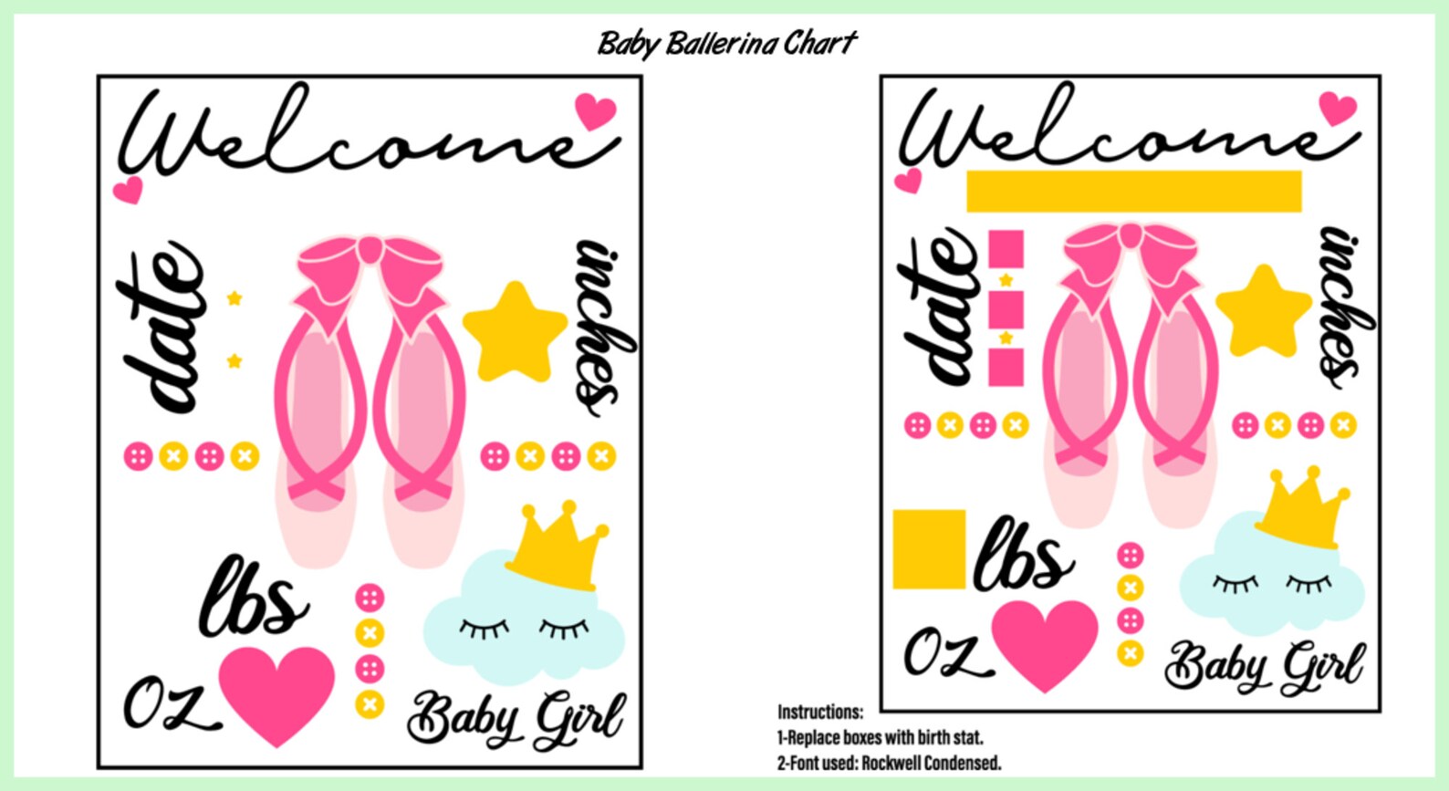 Baby Birth Announcement Bundle - SVG - DXF - EPS - Baby Stats - Metric ...