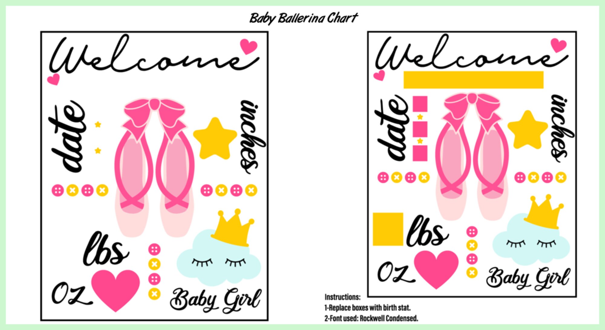 Baby Birth Announcement Bundle - SVG - DXF - EPS - Baby Stats - Metric ...