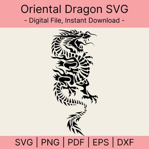 Oriental Dragon SVG, Dragon Cut File, Dragon Svg, Dragons Head, Dragon Clipart, Animal Svg, Dragon Silhouette, Decor, Svg,Png