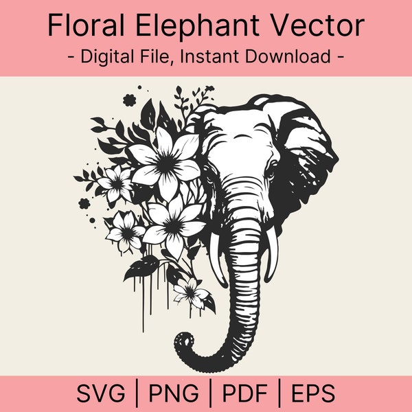 Floral Elephant svg , Floral Elephant Head svg , Floral Animal svg , Elephant Flowers svg , Animal Flowers svg , Floral Elephant Cut files