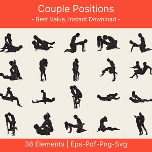 Paar Positionen Silhouette svg, Kama Sutra Positionen png, Sex Positionen Silhouette png, Digitaler Download, Png, Svg, Dxf, Eps, Pdf