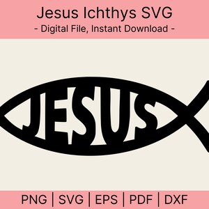 Jesús Svg, Jesús Símbolo de Pez SVG, Ichthus svg, Christian SVG, Fe Svg, Versículo de la Biblia, Cortar Archivo Cricut, Religioso SVG, Dios, Fe svg png
