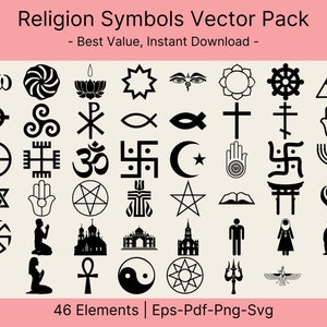 Pacchetto SVG religioso, 46 emblemi spirituali in formato SVG, Christian Svg, Simboli religiosi, Icone spirituali png, File di taglio, Uso commerciale, Arte sacra