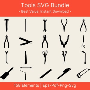 158 Mechanic Tools Bundle Svg, Tools Clipart, Tools Silhouette, Tools Cricut, Tools Vector, Tools Svg Cut file, Toolbox, screwdriver, Wrench