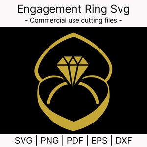 Bague de fiançailles Svg, Bague en diamant svg, Décor de mariage, Fichier Vector Cut pour Cricut, Silhouette, Pdf Png Eps Dxf, Décalcomanie, Autocollant, Vinyle, Pin
