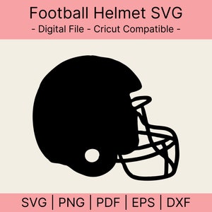 Casco de fútbol americano Svg, silueta de casco, fútbol americano, archivo de corte vectorial Cricut, silueta, Pdf Png Eps Dxf, calcomanía, pegatina, plantilla