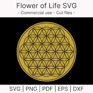 Sacred Geometry Flower of Life SVG for Cricut, Silhouette, Laser Cutting, Ideal for Yoga, Meditation, Instant Download SVG, Png, Dxf, Eps