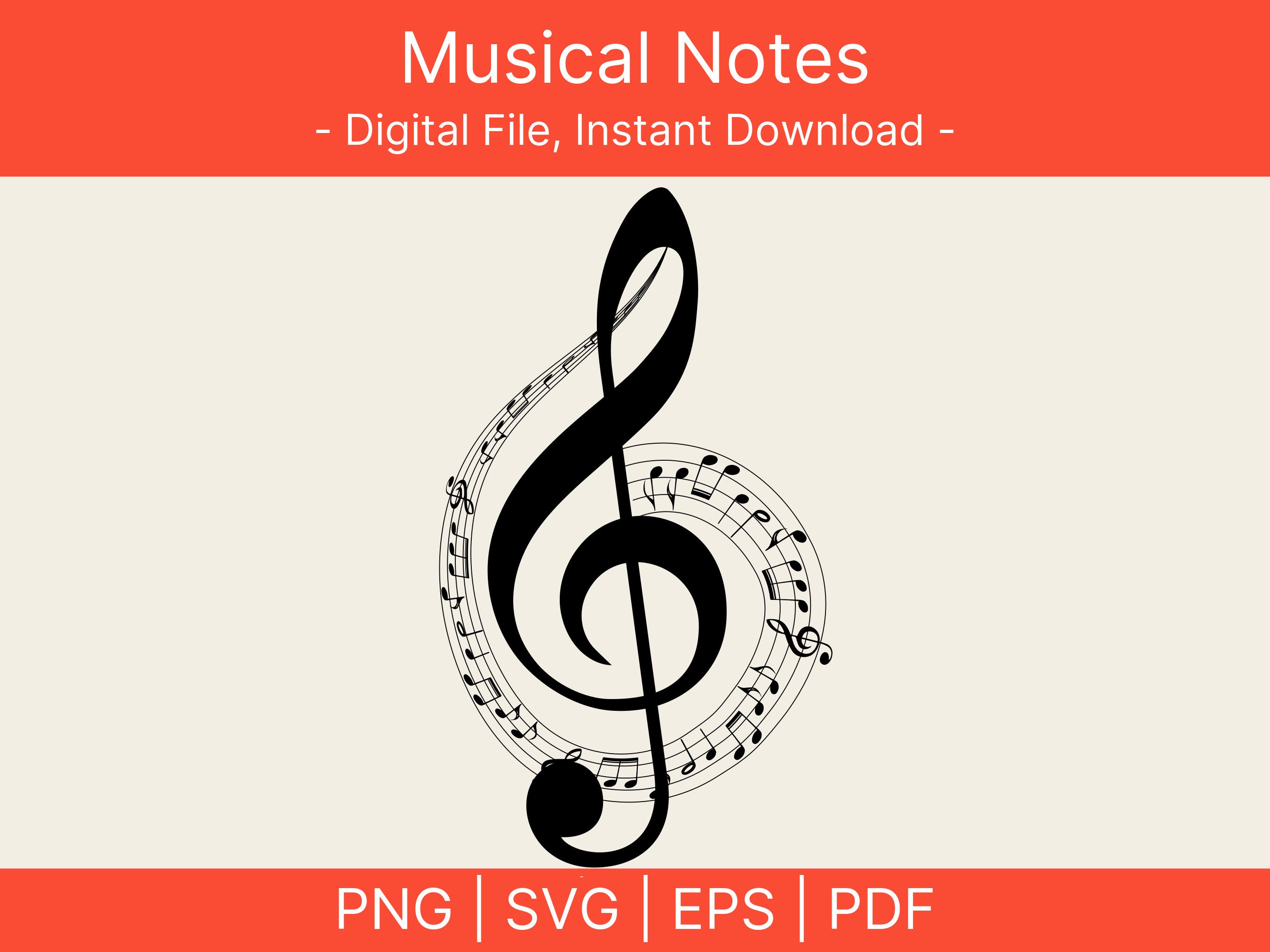 92 Musical Notes SVG, Vector Bundle, Music PNG Designs, Printable ...