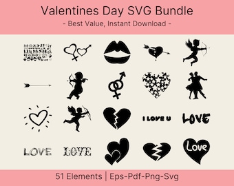 Valentines Day SVG Bundle, Valentine's Day SVG, Shirt Svg, Love Svg, Gift for her, Heart Svg, Retro Valentine Svg, Png Cricut Sublimation