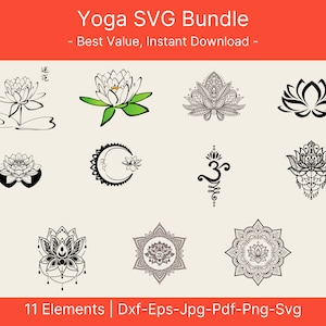 Yoga art printable, Buddha SVG Bundle, Yoga SVG Bundle, Lotus Clipart, Mandala Clip art, Mandala SVG, Mandala Digital Design, dxf, svg, png