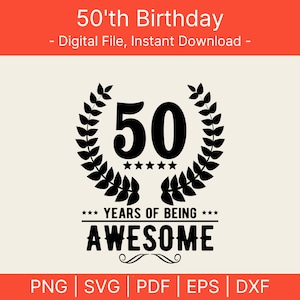 Grappige 50e verjaardag, 50 jaar partij Svg, 50e verjaardagscadeaus voor vrouwen, 50e verjaardagscadeaus voor man, verjaardag koningin SVG, digitale download