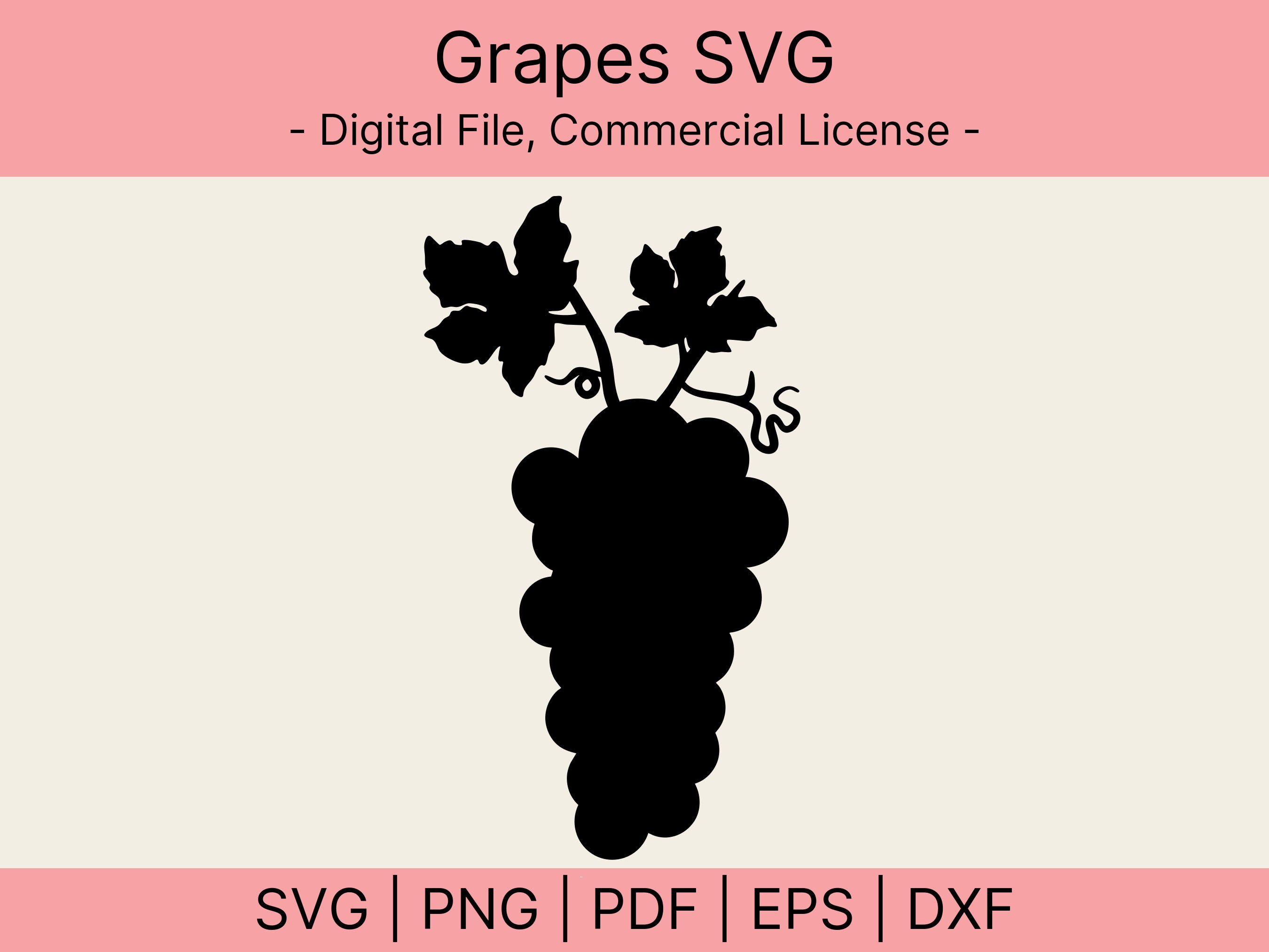 Grapes Svg, Grapes Silhouette Svg, Vector Cut File for Cricut ...
