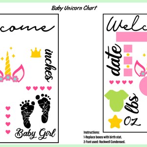 Baby Birth Announcement Bundle - SVG - DXF - EPS - Baby Stats - Metric ...