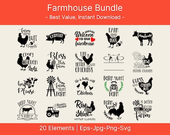 Farmhouse  SVG Bundle, farm svg bundle, farm life svg, farm svg designs, farm sign svg, farm cut files, farm quotes svg, farm clipart