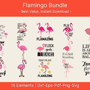 Flamingo SVG Clipart, Flamingo SVG cut file, Flamingo PNG, Flamingo svg for Cricut, Flamingo Silhouette, Commercial use, Instant download