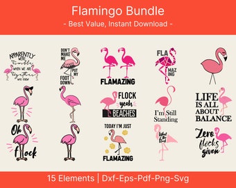 Flamingo SVG Clipart, Flamingo SVG cut file, Flamingo PNG, Flamingo svg for Cricut, Flamingo Silhouette, Commercial use, Instant download