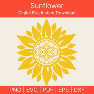 Sunflower SVG, Sunflower Png, Flower Svg, Cut File Cricut, Sunflower Clipart Png, Silhouette