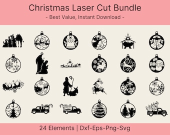 Christmas Ornaments svg files, cricut, bundle, glowforge, laser cut, png bundle, new year svg, new year ornament png bundle