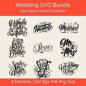 Wedding Svg Bundle - Wedding Sign Svg Png Bundle - Wedding Pillow Svg - Mr and Mrs svg bride svg - Minimalist Wedding Signs