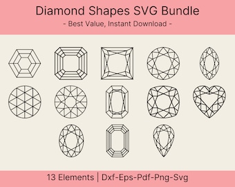Gems SVG, Diamond SVG, Precious Stone SVG, Vector Cut file Cricut, Silhouette, Pdf Png Eps Dxf, Decal, Sticker, Stencil