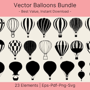 Hot Air Balloon Svg Bundle, Hot Air Balloon Svg, Air Balloon Svg, Hot Air Balloon Cut Files for Cricut, Silhouette, Party decor, Vinyl Decal