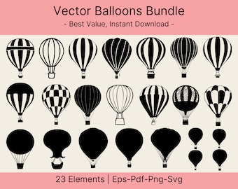 Hot Air Balloon Svg Bundle, Hot Air Balloon Svg, Air Balloon Svg, Hot Air Balloon Cut Files for Cricut, Silhouette, Party decor, Vinyl Decal