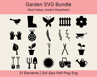 Garden Tools SVG Bundle , Garden SVG Silhouettes , Tools SVG , Gardening Silhouette , Gardening Cut Files , Gardener Svg , Spring Silhouette
