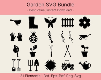 Garden Tools SVG Bundle , Garden SVG Silhouettes , Tools SVG , Gardening Silhouette , Gardening Cut Files , Gardener Svg , Spring Silhouette