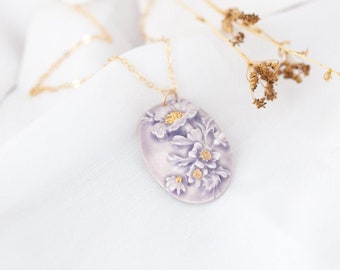 Floral Cameo Necklace, Vintage Style Cameo Pendant, Porcelain Cameo Necklace, Cameo Bridal Necklace, Oval Necklace, Elegant Necklace For Her