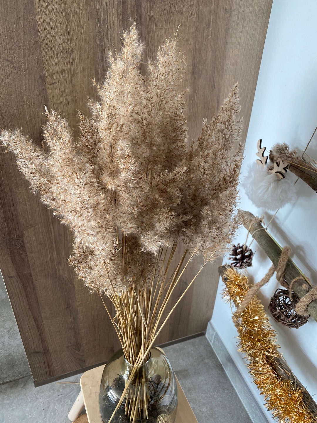 Herbes de La Pampa Séchées Naturelle Décoration, Bouquet de Pampa Fleurs Compositions Séchée ,Tiges de Pampas Plumes Plantes pour Déco Intérieur, Boho Mariage, Chambre