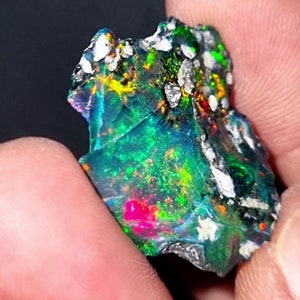 14.60 Carat very rare Natural DRY BLACK Ethiopian Opal Rough, Raw Opal, welo fire opal, multi fire opal rough, Top Quality rough AB-817