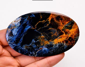 302 Ct Pietersite naturale Cabochon AAA Pietra preziosa Pietersite blu oro Grande pietra ovale sciolta da collezione Cristallo per la creazione di gioielli Regalo,